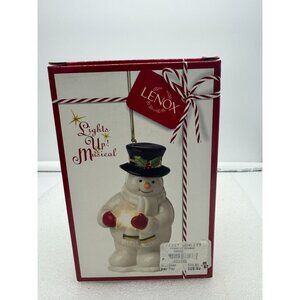 Lenox Starry Lit Snowman Christmas Ornament Musical-READ